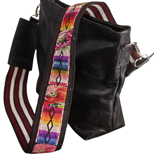 Grace & Fire Cross Body Leather Bag with Woven Strap