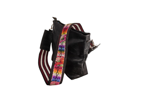 Grace & Fire Cross Body Leather Bag with Woven Strap