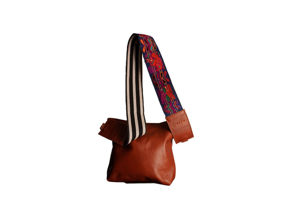 Grace & Fire Cross Body Leather Bag with Woven Strap