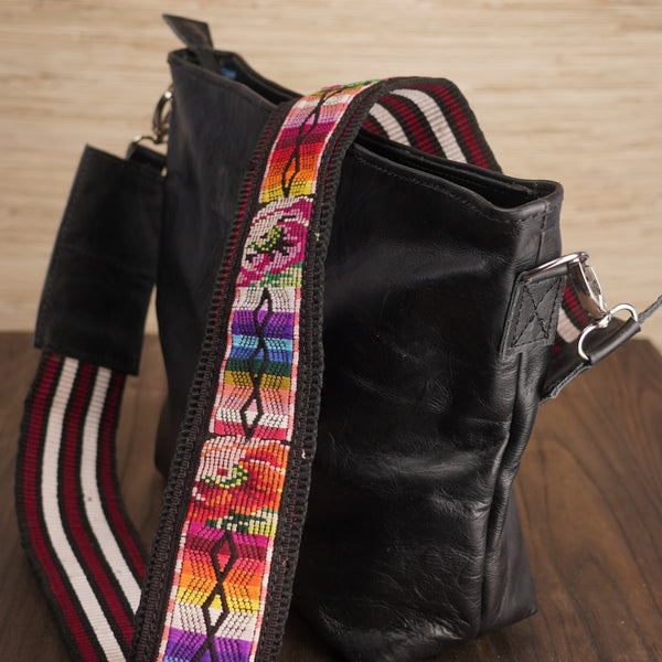 Grace & Fire Cross Body Leather Bag with Woven Strap