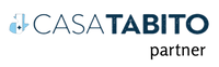 CASA TABITO partner logo on a white background, featuring a stylized blue and white house icon next to the text 'CASA TABITO' in dark blue and 'partner' in black.