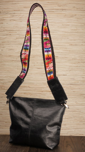 Grace & Fire Cross Body Leather Bag with Woven Strap