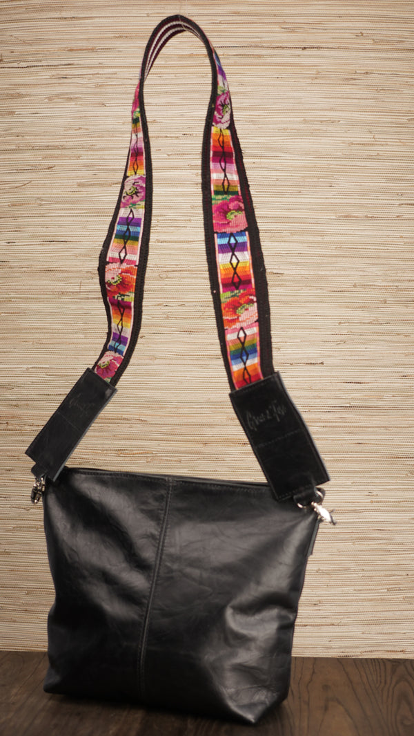 Grace & Fire Cross Body Leather Bag with Woven Strap