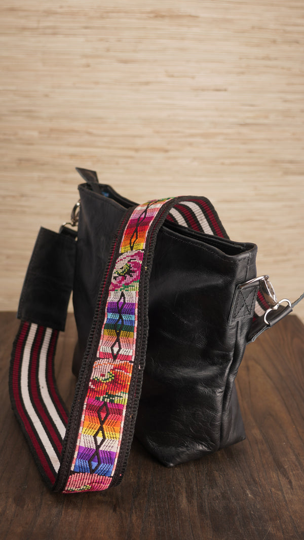 Grace & Fire Cross Body Leather Bag with Woven Strap