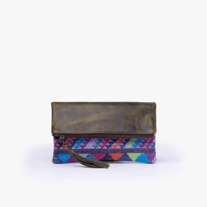 La Doble Leather Clutch with Weaving