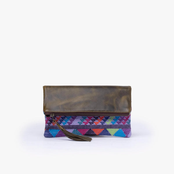 La Doble Leather Clutch with Weaving