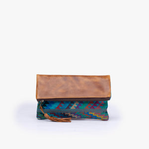 La Doble Leather Clutch with Weaving