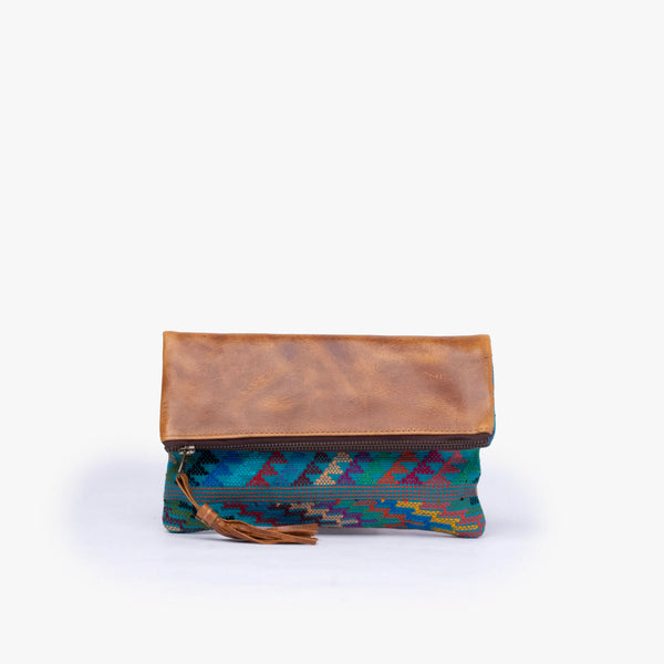 La Doble Leather Clutch with Weaving