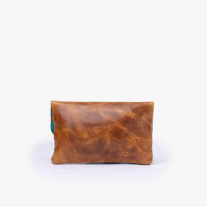 La Doble Leather Clutch with Weaving