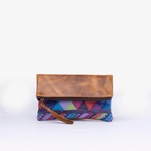 La Doble Leather Clutch with Weaving