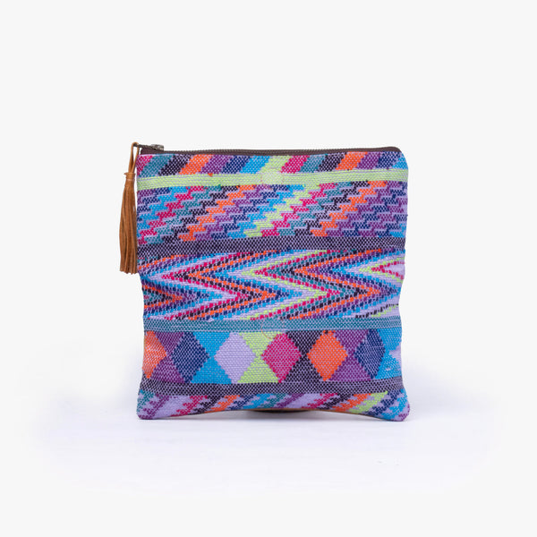 La Doble Leather Clutch with Weaving