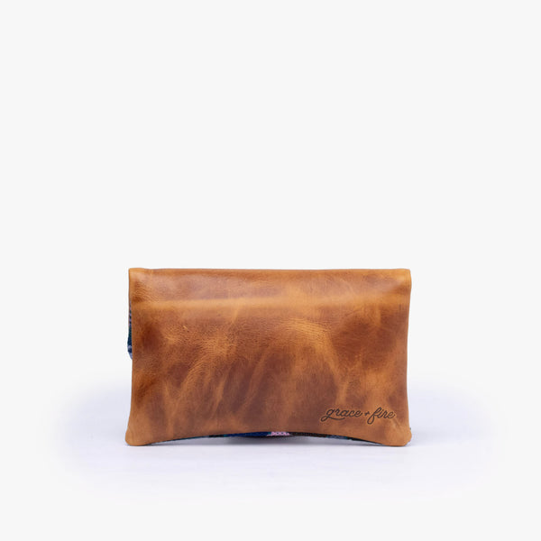 La Doble Leather Clutch with Weaving