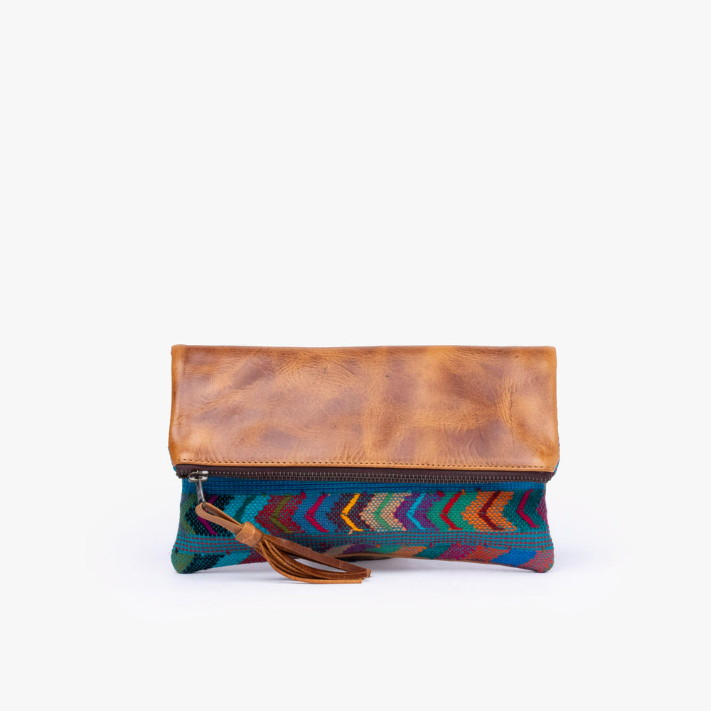 La Doble Leather Clutch with Weaving