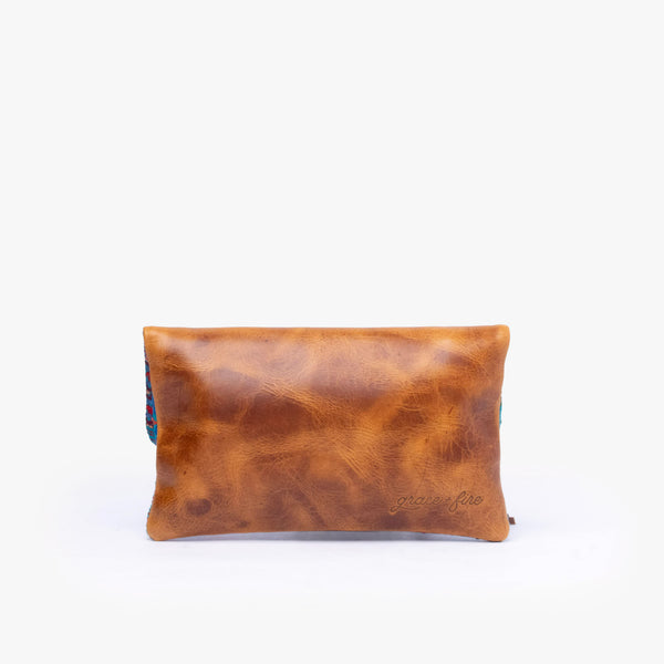 La Doble Leather Clutch with Weaving
