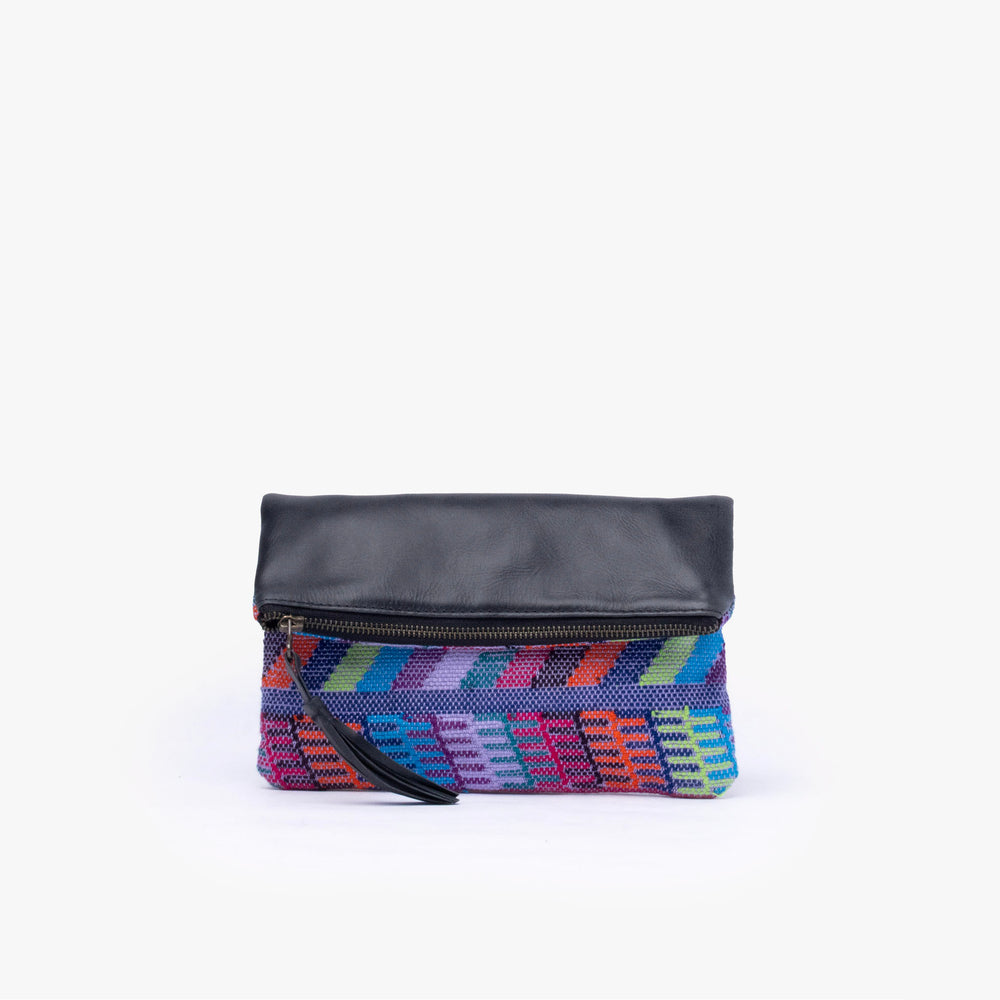 La Doble Clutch with Leather & Weaving