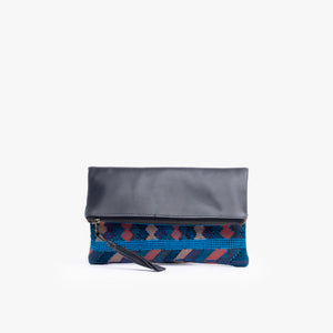 La Doble Leather Clutch with Hand Weaving