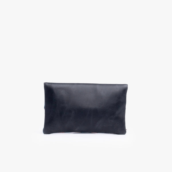 La Doble Leather Clutch with Hand Weaving